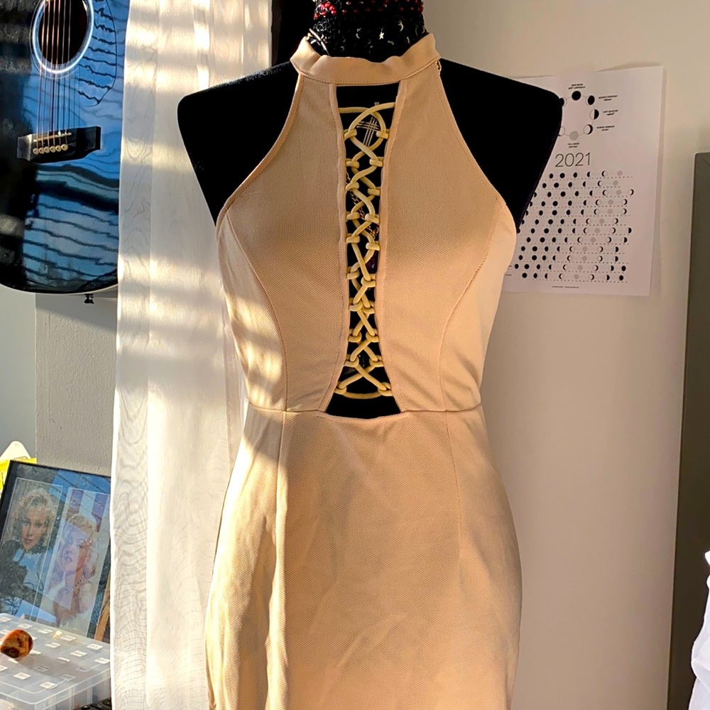 Morning Mist Mini Racer Back Dress - beige